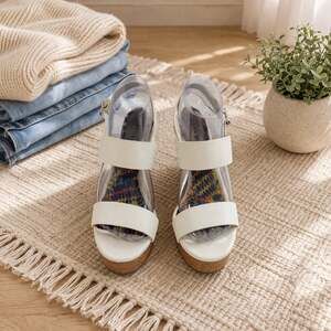 Madden Girl White Cork Wedge Sandals